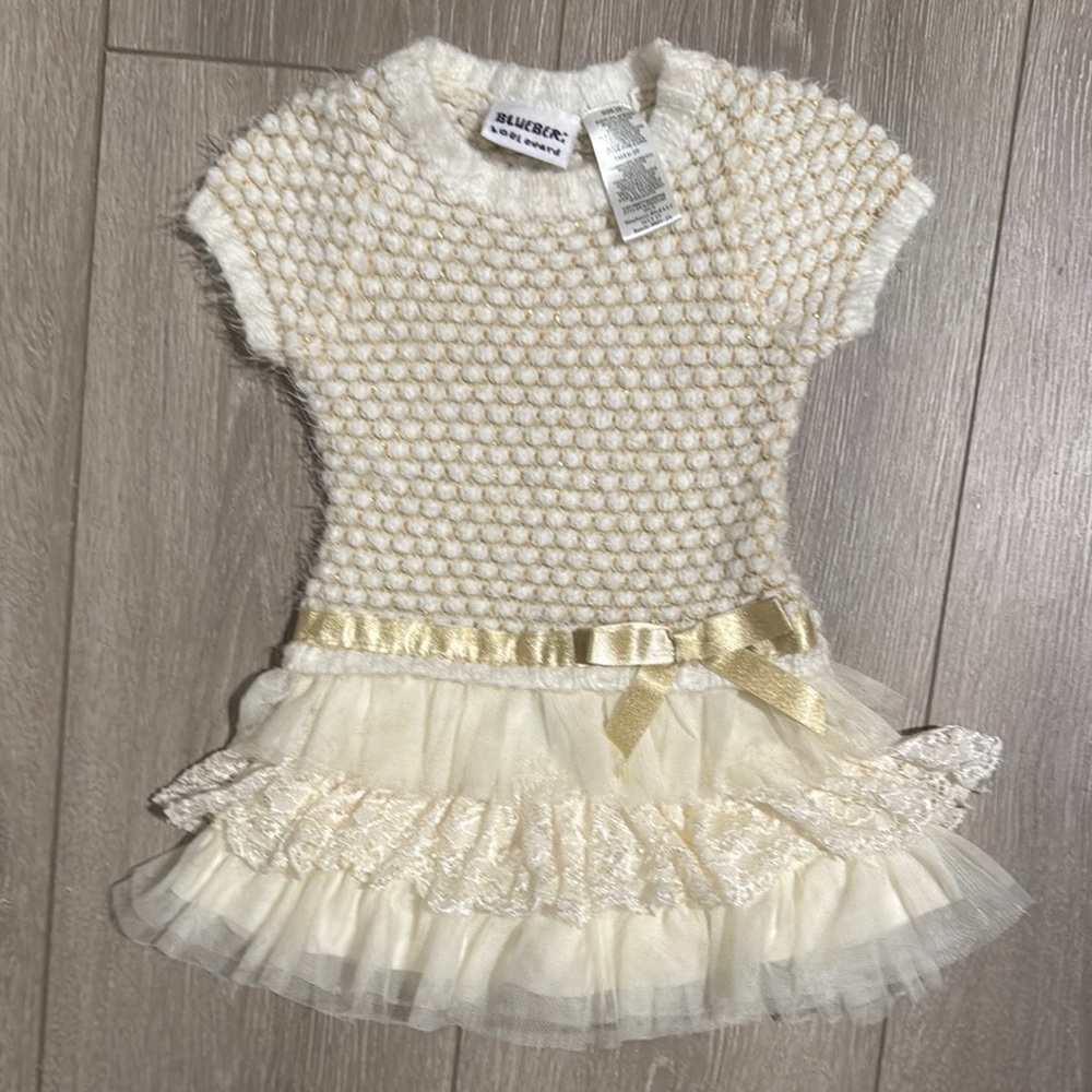 Cream Ruffled Tiered Babydoll Dress 2T - Picture 6 of 7